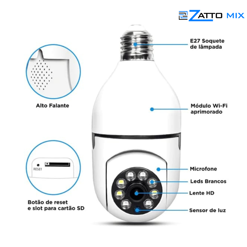 Câmera de Segurança Inteligente Smart Cam - Zatto