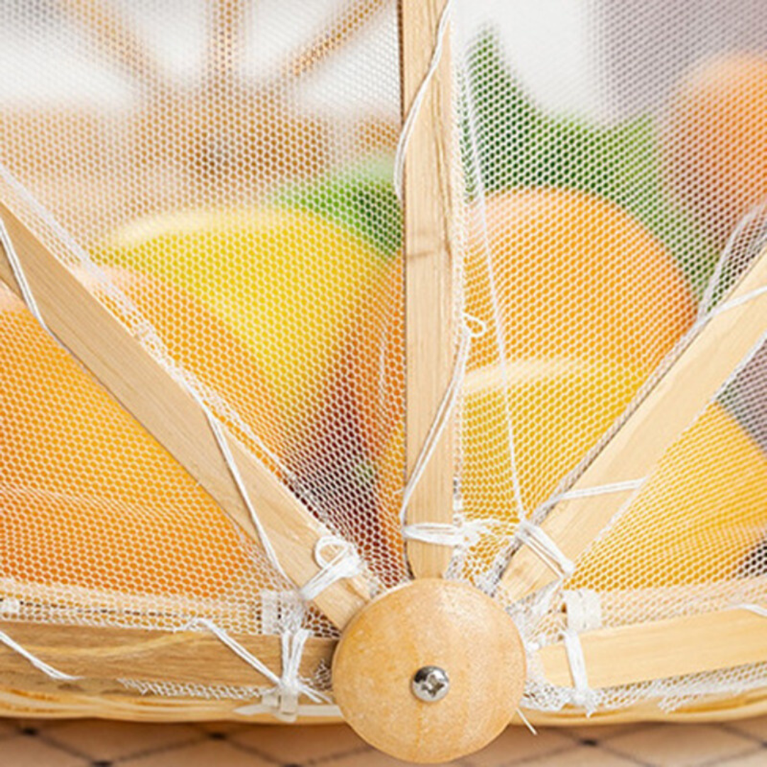 Cesta de Palha Feita à Mão para Alimentos com Tela Protetora - Zatto