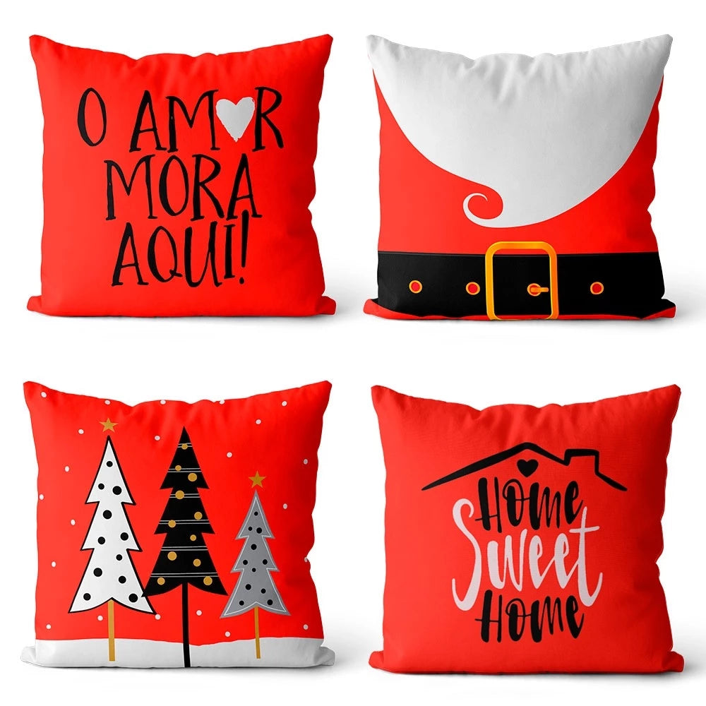 Kit 4 Capas de Almofadas Decorativas de Natal - Zatto