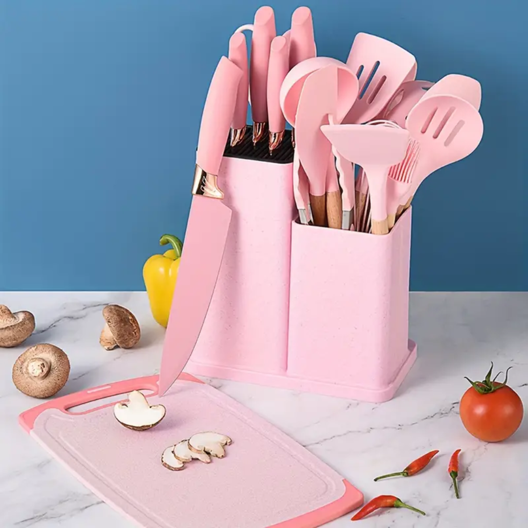 Kit Completo 19 Peças Utensílios de Silicone e Aço Inoxidável para Cozinha - Zatto