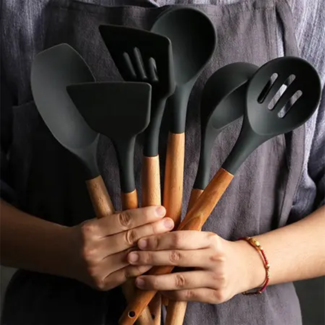 Kit Completo 19 Peças Utensílios de Silicone e Aço Inoxidável para Cozinha - Zatto