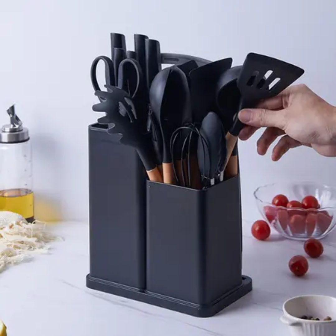 Kit Completo 19 Peças Utensílios de Silicone e Aço Inoxidável para Cozinha - Zatto