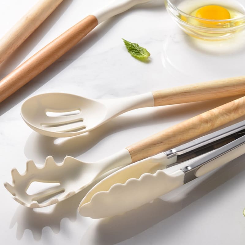 Kit Utensílios de Cozinha 14 Peças Silicone Com Suporte Inox - Zatto